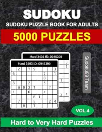 Sudoku Puzzle Book for Adults: 5000 Hard to Very Hard Puzzles with Full Solutions - Vol. 4 Paperback ? September 22, 2024
by Sudoku99 Team (Author)


