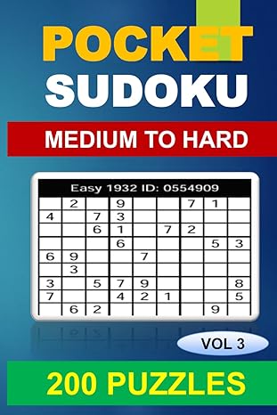 Pocket Sudoku Book for Adults: 200 Medium to Hard Puzzles ? Compact Travel Size with Full Solutions (Vol. 3) Paperback ? October 7, 2024
by Sudoku99 Team (Author)

